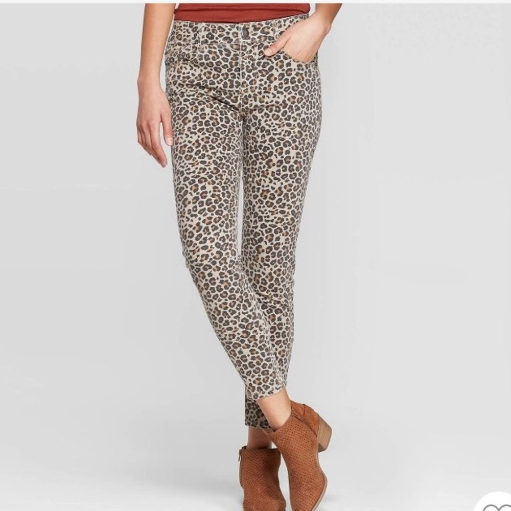 Knox Rose leopard print mid rise skinny pants